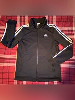 adidas Black Jacket with White Stripes - Kids